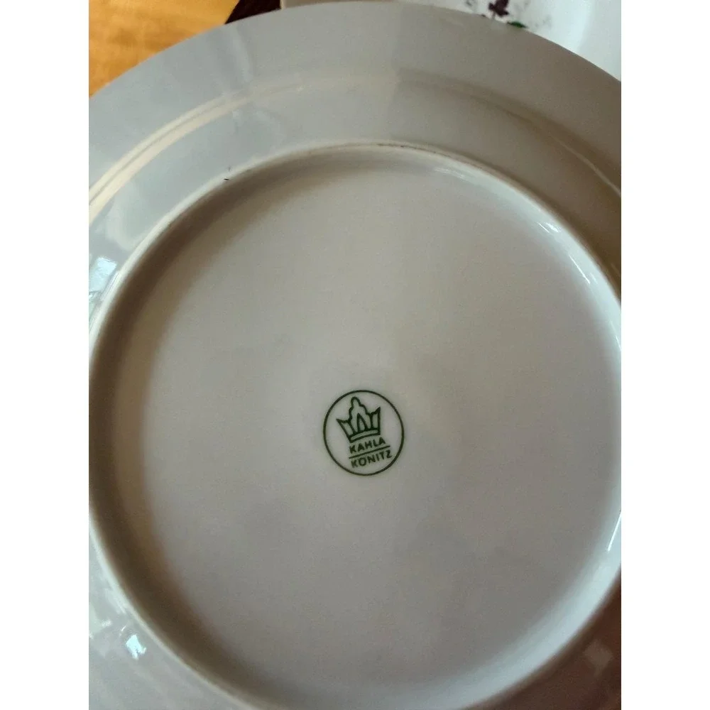 Vintage Kahla Konitz Soup Bowls Set of 4 - Autumn Leaves Gold Rim Germany